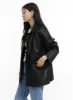 Midi Length Faux Leather Buttoned Jacket OS423 sold by Lewkin