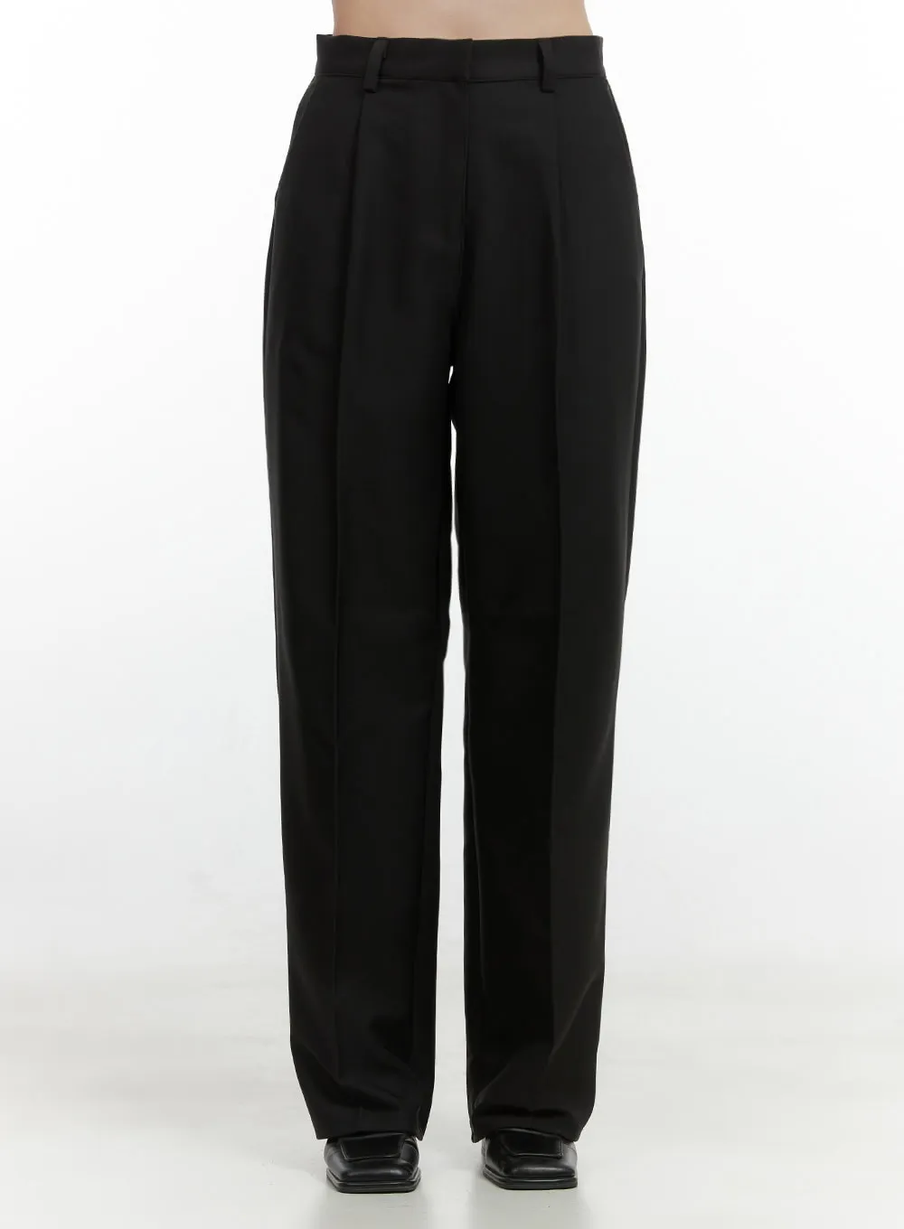 Pintuck Solid Wide Fit Trousers OS423 sold by Lewkin