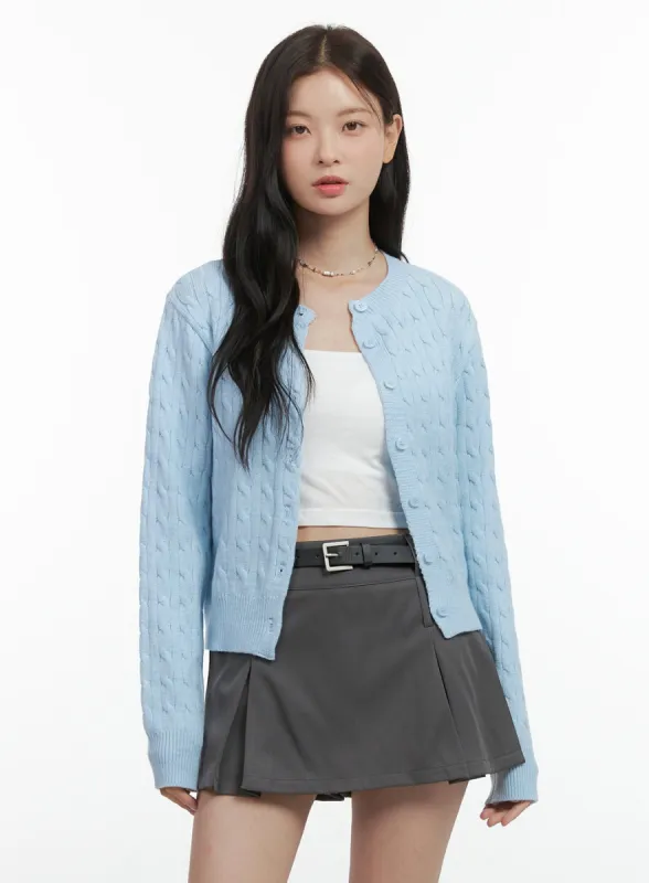 Basic Cable Knit Buttoned Cardigan OS423 sold by Lewkin