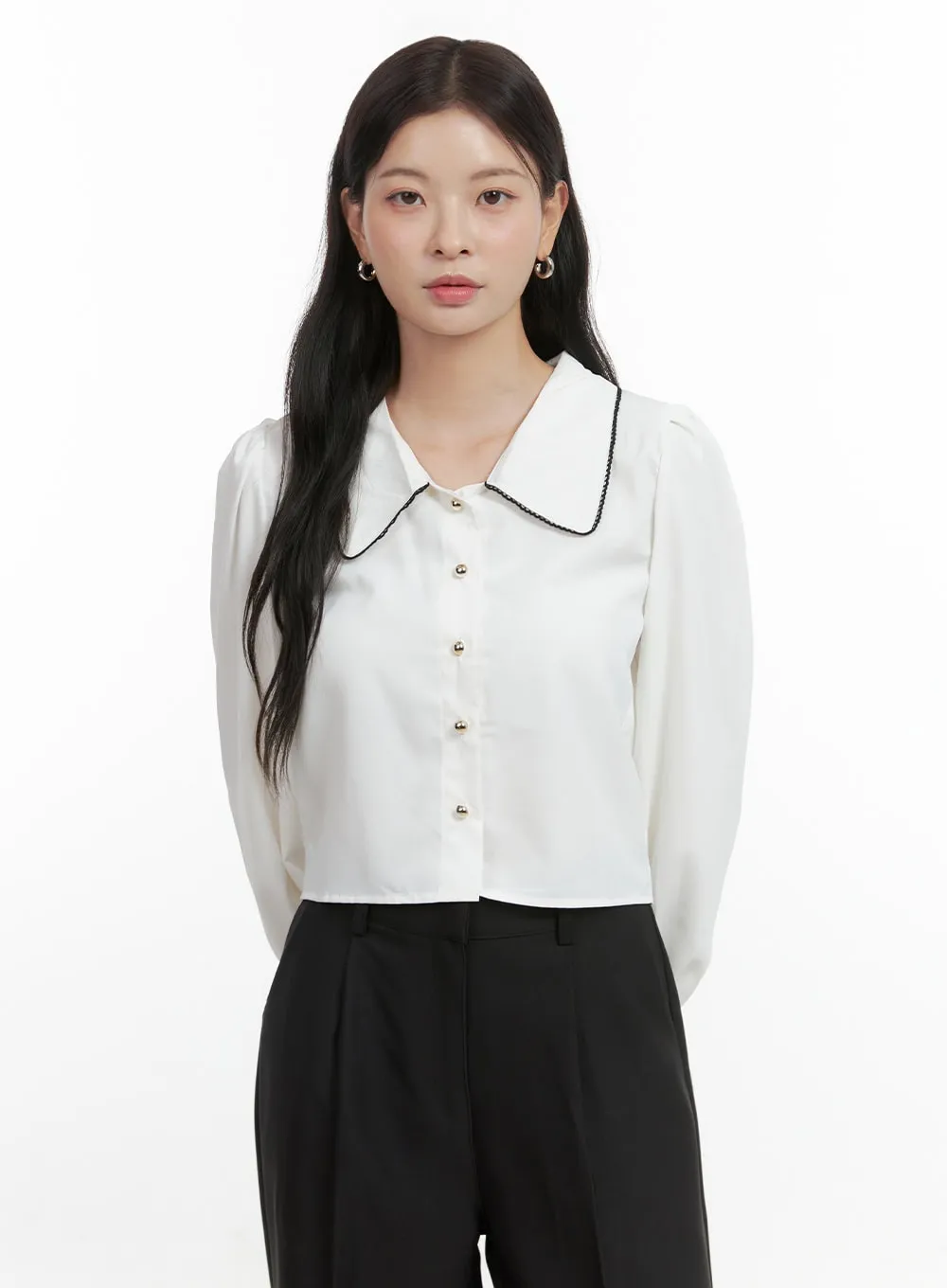 Fluttering Frill Buttoned Blouse OS423 sold by Lewkin product image thumbnail 2