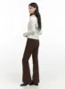Sleek Solid Flared Trousers OS423 sold by Lewkin