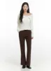 Sleek Solid Flared Trousers OS423 sold by Lewkin