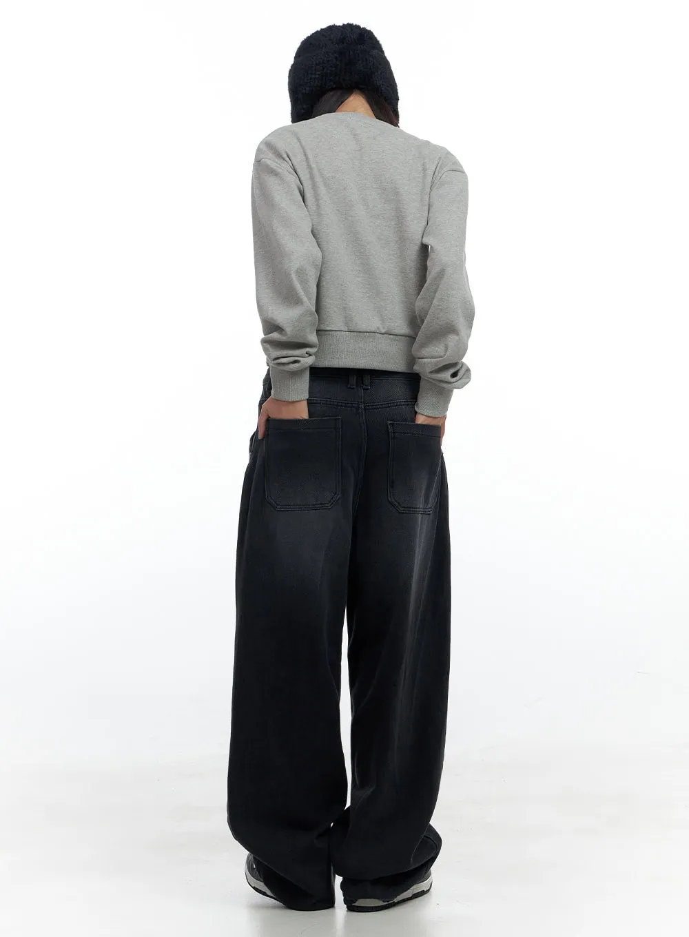 Harlow Pintuck Washed Baggy Jeans CS424 sold by Lewkin product image thumbnail 4