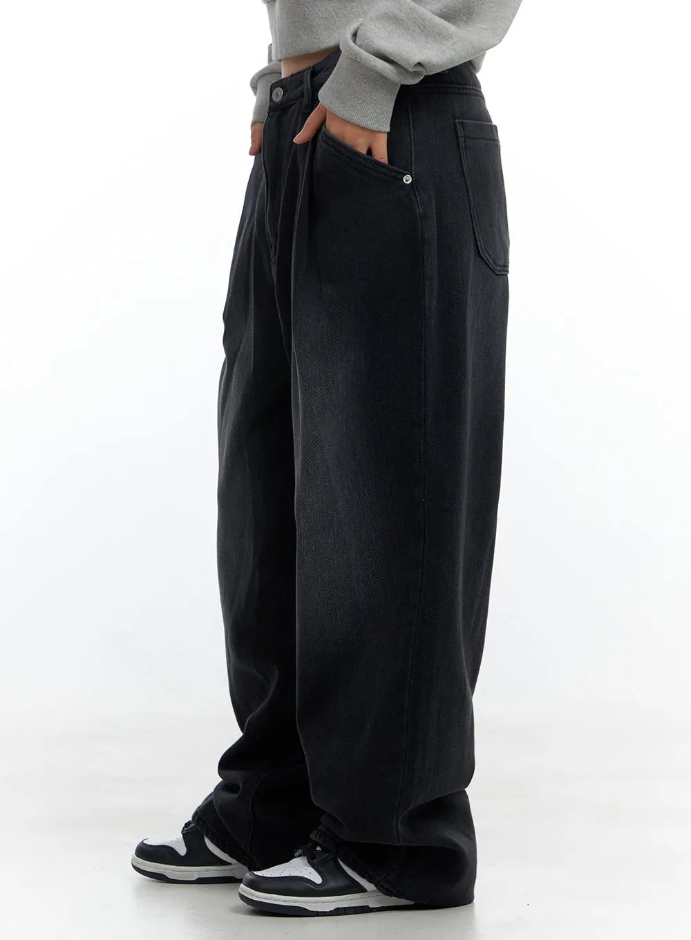 Harlow Pintuck Washed Baggy Jeans CS424 sold by Lewkin product image thumbnail 5