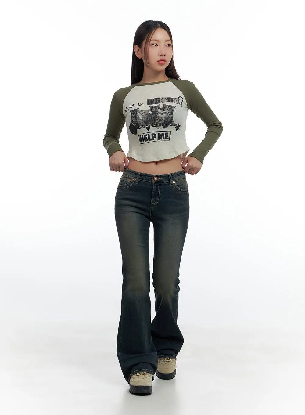 Graphic Raglan Cotton Crop Top CS424 sold by Lewkin product image thumbnail 2