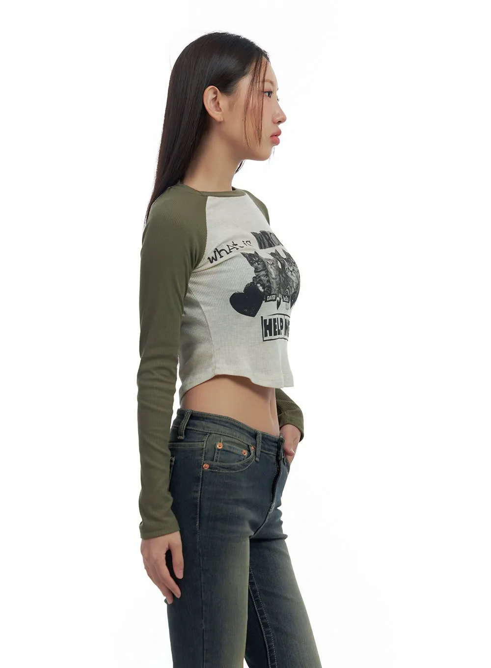 Graphic Raglan Cotton Crop Top CS424 sold by Lewkin product image thumbnail 5