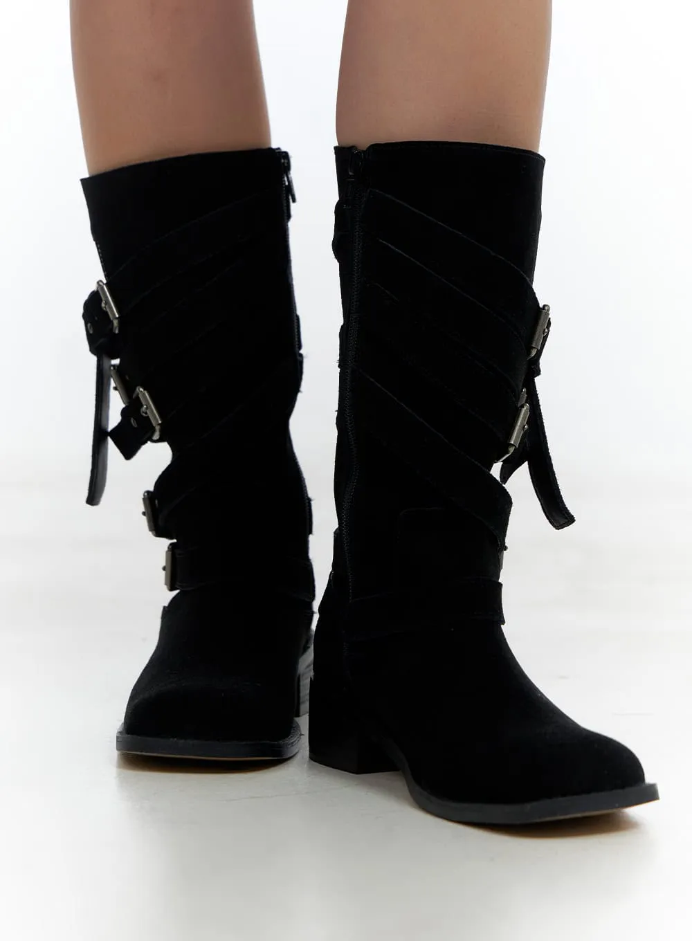 Buckle Leather Midi Boots CS424 sold by Lewkin product image thumbnail 2