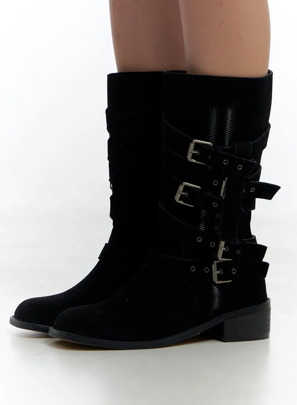 Buckle Leather Midi Boots CS424 sold by Lewkin product image thumbnail 3
