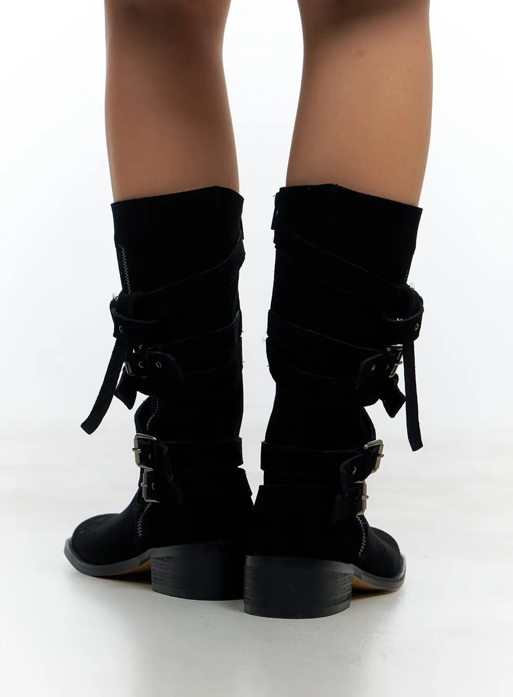 Buckle Leather Midi Boots CS424 sold by Lewkin product image thumbnail 4