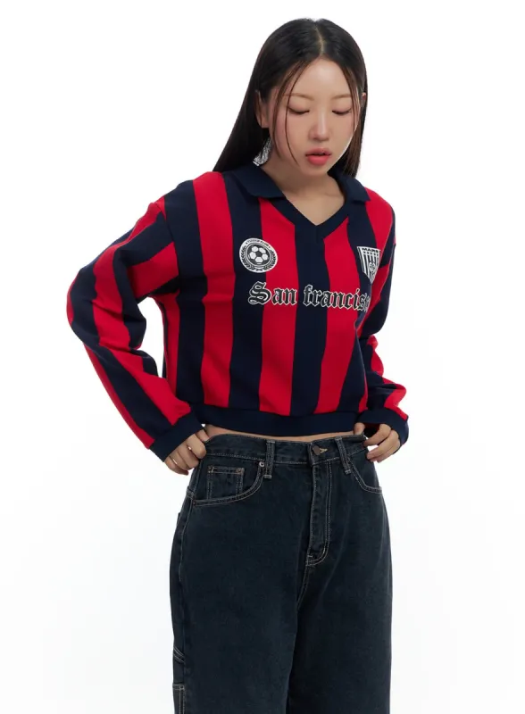 Sporty Lettering Crop Jersey Top CS424 sold by Lewkin