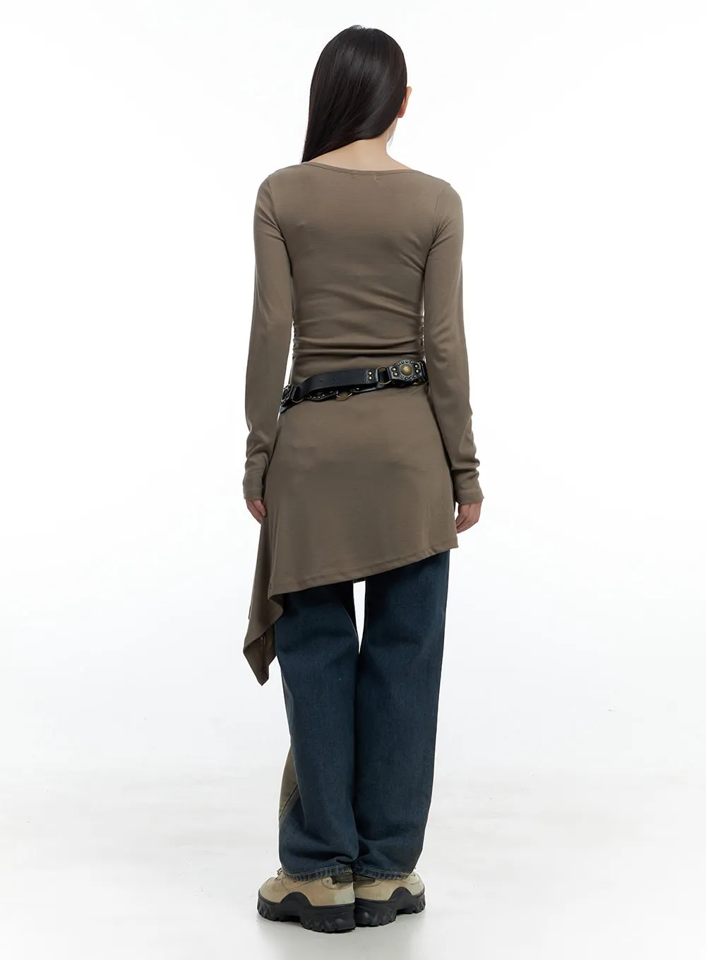 Lark Brown Washed Out Wide Leg Denim CS424 sold by Lewkin product image thumbnail 4