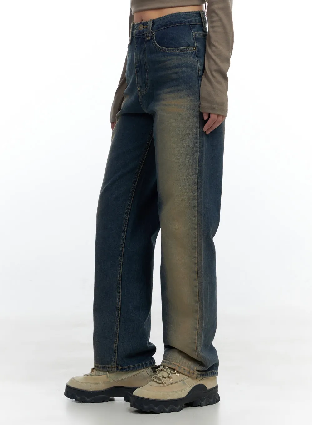 Lark Brown Washed Out Wide Leg Denim CS424 sold by Lewkin product image thumbnail 5