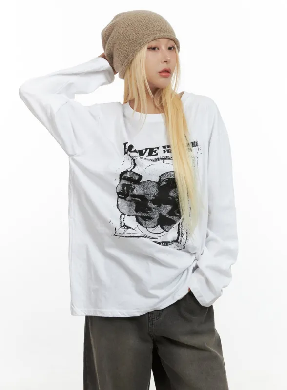 LooseFit Cotton Graphic Long Sleeve CS425 sold by Lewkin