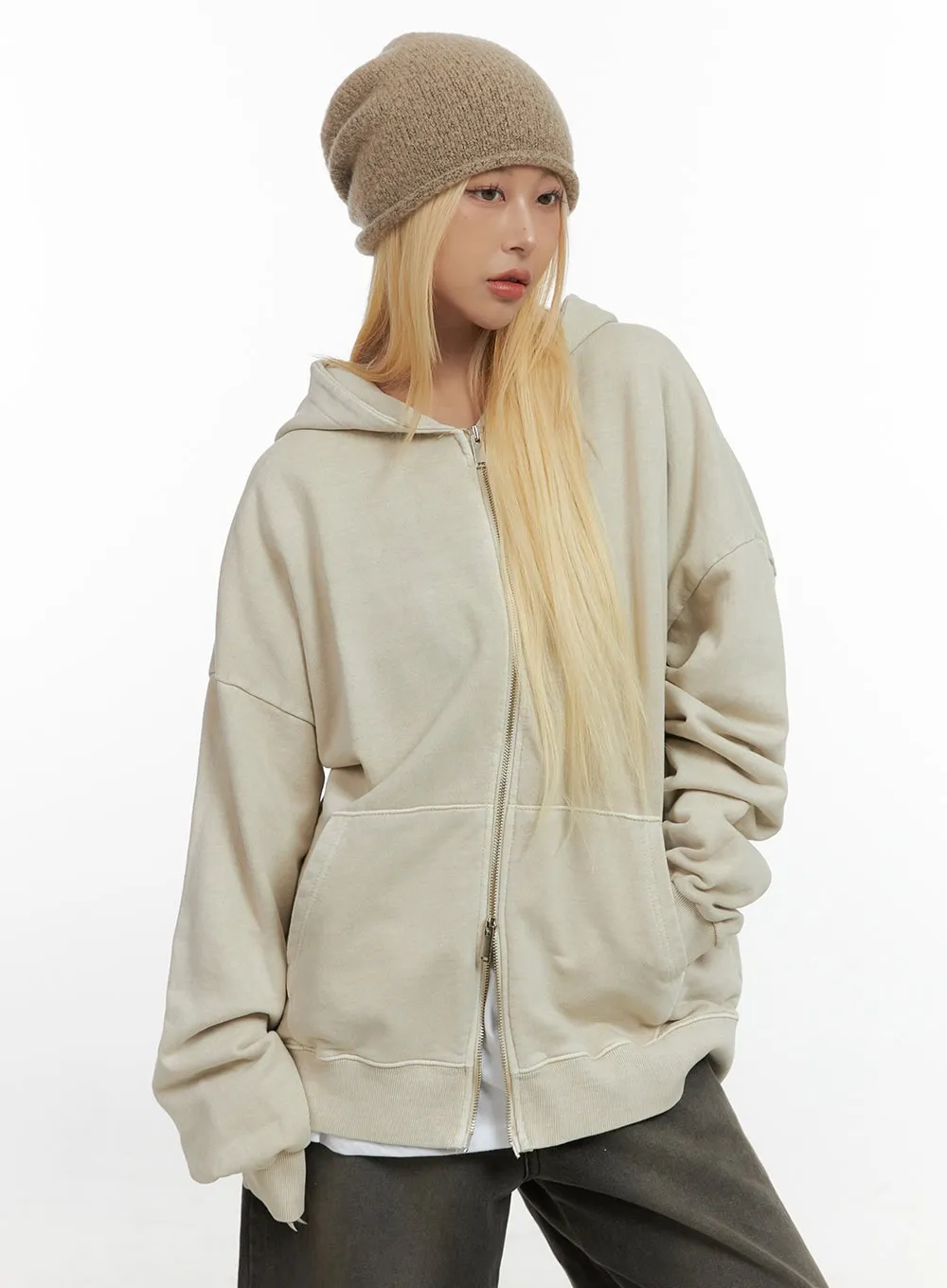 Classic Washed Cotton Zip-Up Hoodie CS425 sold by Lewkin product image thumbnail 3