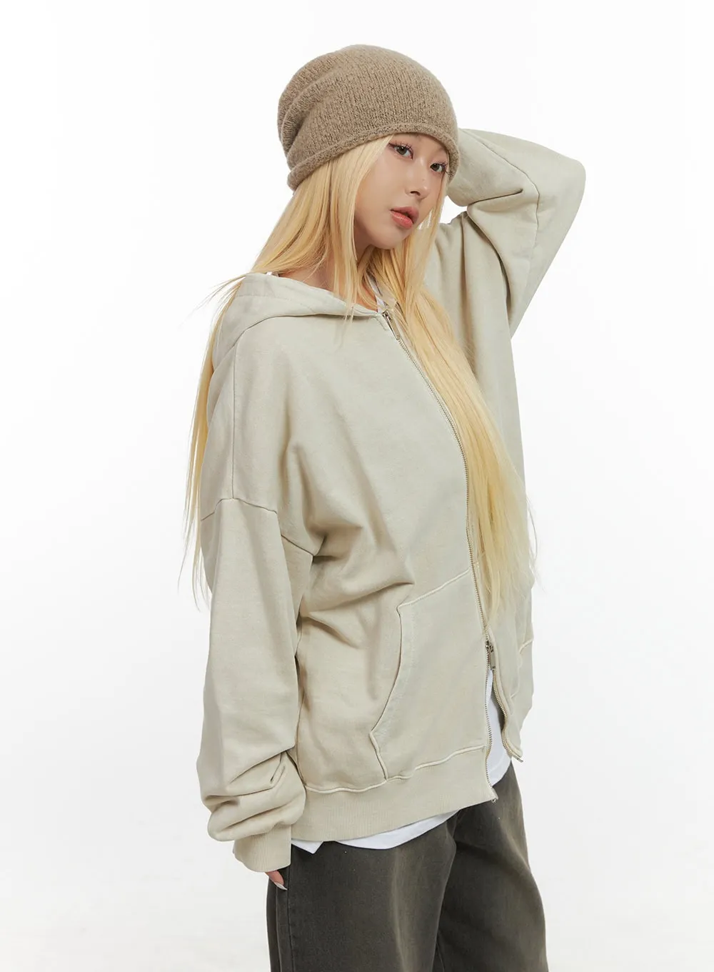 Classic Washed Cotton Zip-Up Hoodie CS425 sold by Lewkin product image thumbnail 4