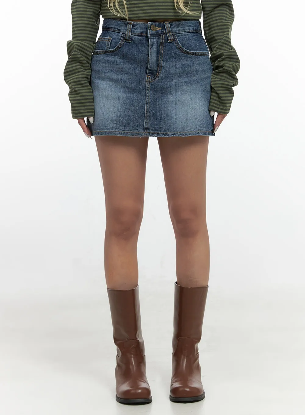 Classic Washed Cotton Mini Skirt CS425 sold by Lewkin