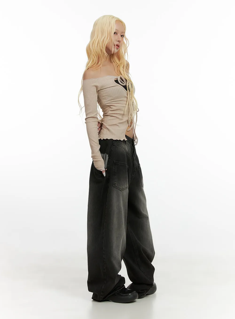 Darla Oversized Pocketed Denim Jeans CS425 sold by Lewkin product image thumbnail 5