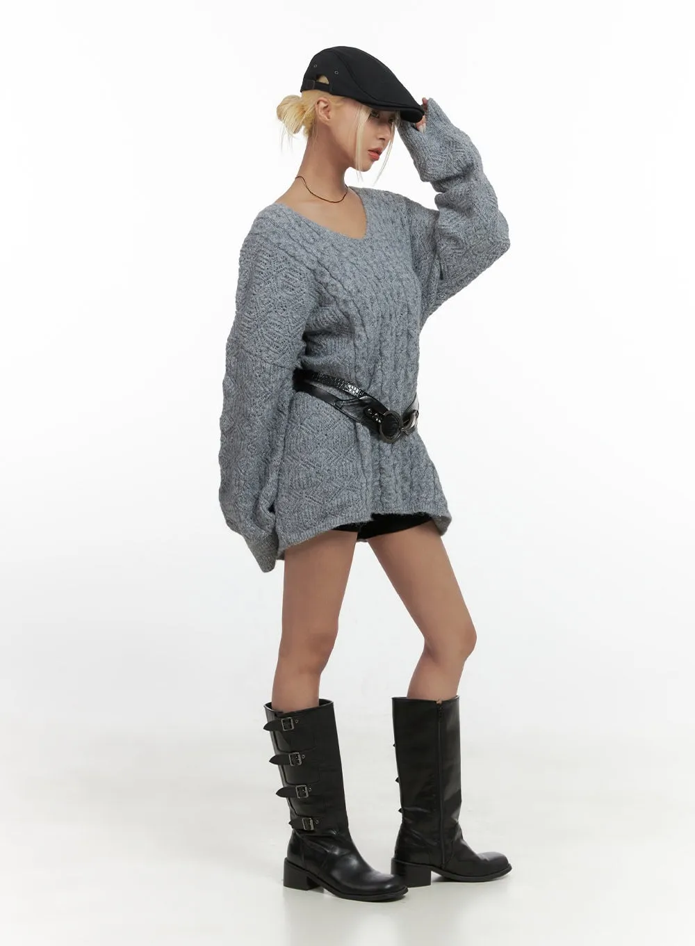 Cozy Cable Knit Mini Dress CS425 sold by Lewkin product image thumbnail 4