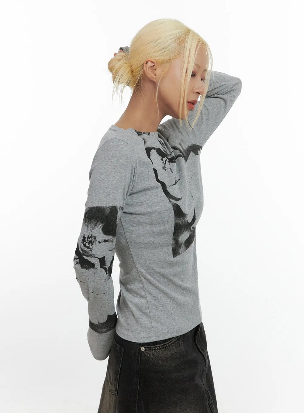 Blossom Print Long Sleeve Tee CS425 sold by Lewkin product image thumbnail 4