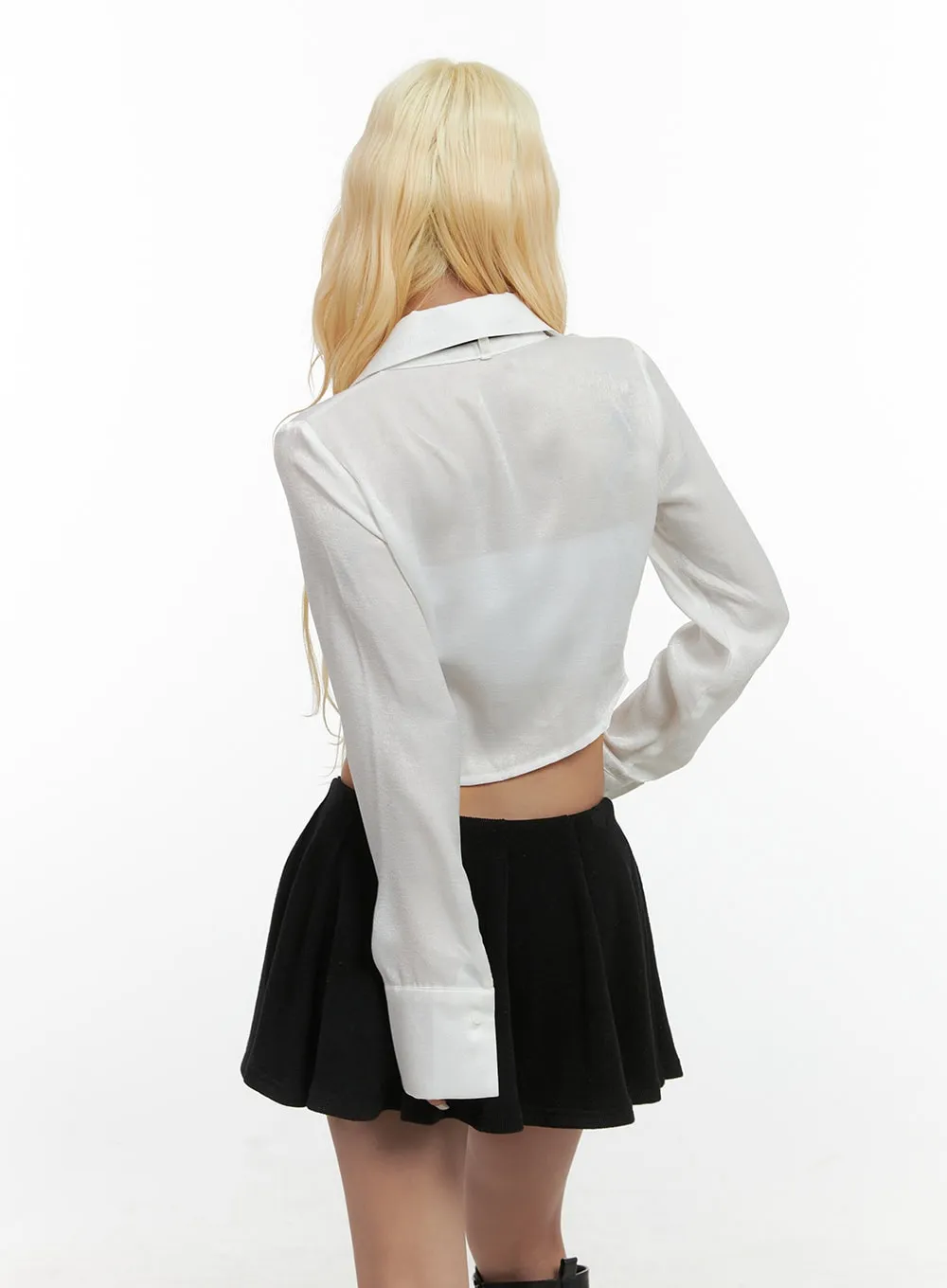Chic Pintuck Buttoned Crop Shirt CS425 sold by Lewkin product image thumbnail 5
