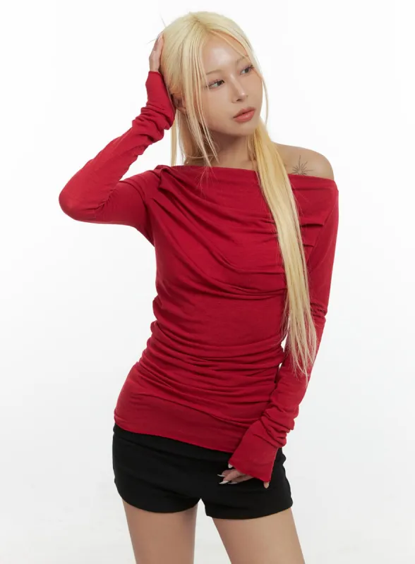 Chic Off-Shoulder Poly-Spandex Long Sleeve CS425 sold by Lewkin