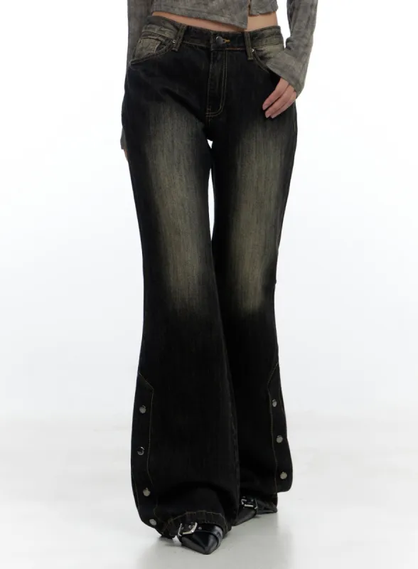Keira Classic Buttoned Bootcut Denim Jeans CS425 sold by Lewkin