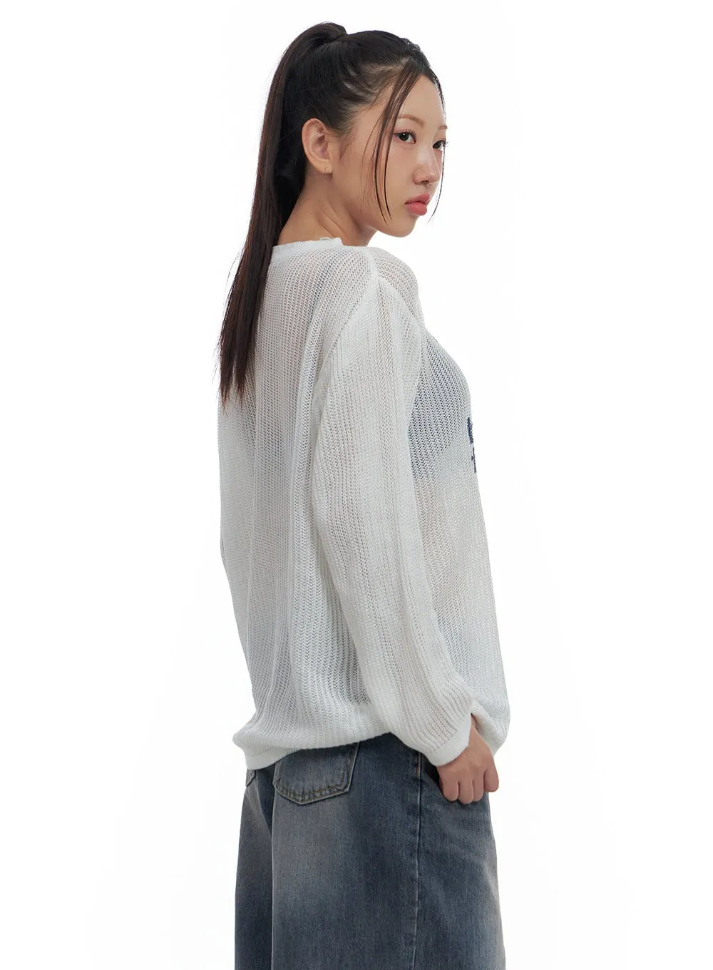 Chic Sheer Text Print Long Sleeve Top CS425 sold by Lewkin product image thumbnail 5