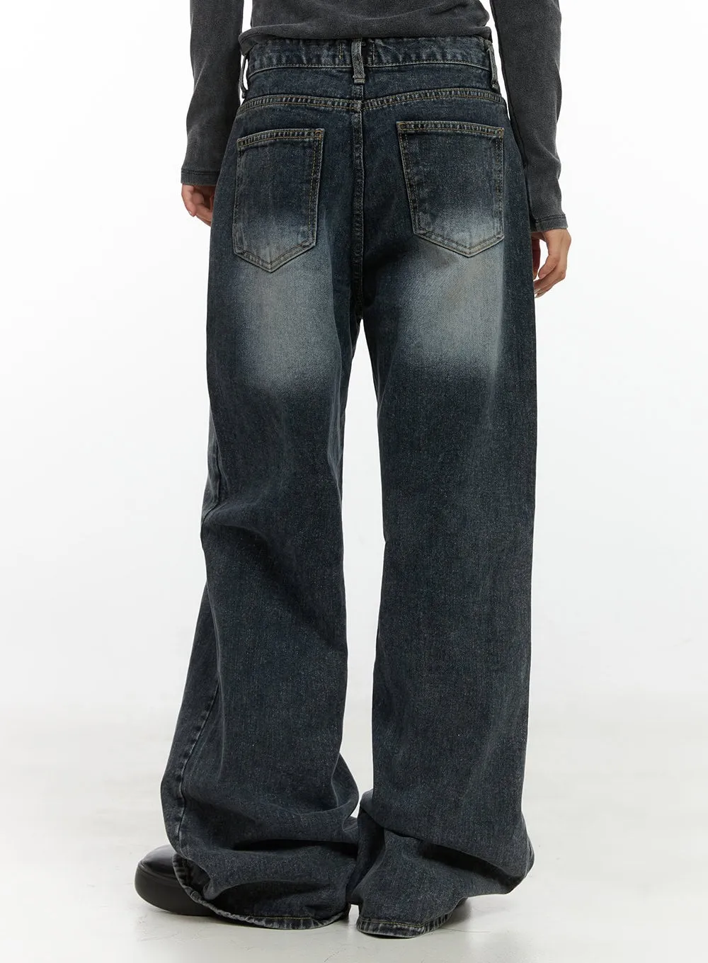 Kaya Stitch Detail Washed Baggy Denim Jeans CS426 sold by Lewkin product image thumbnail 5