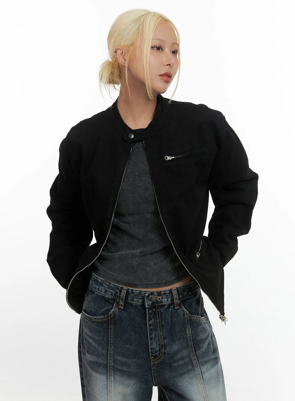 Classic Zip-Up Cotton Jacket CS426 sold by Lewkin product image thumbnail 4