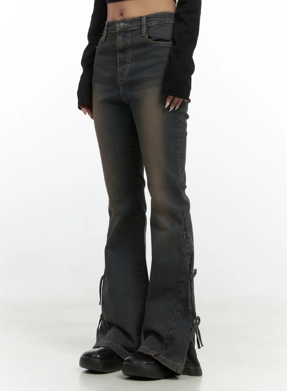 Greta Ribbon-Detail Spandex Bootcut Jeans CS426 | Parallel