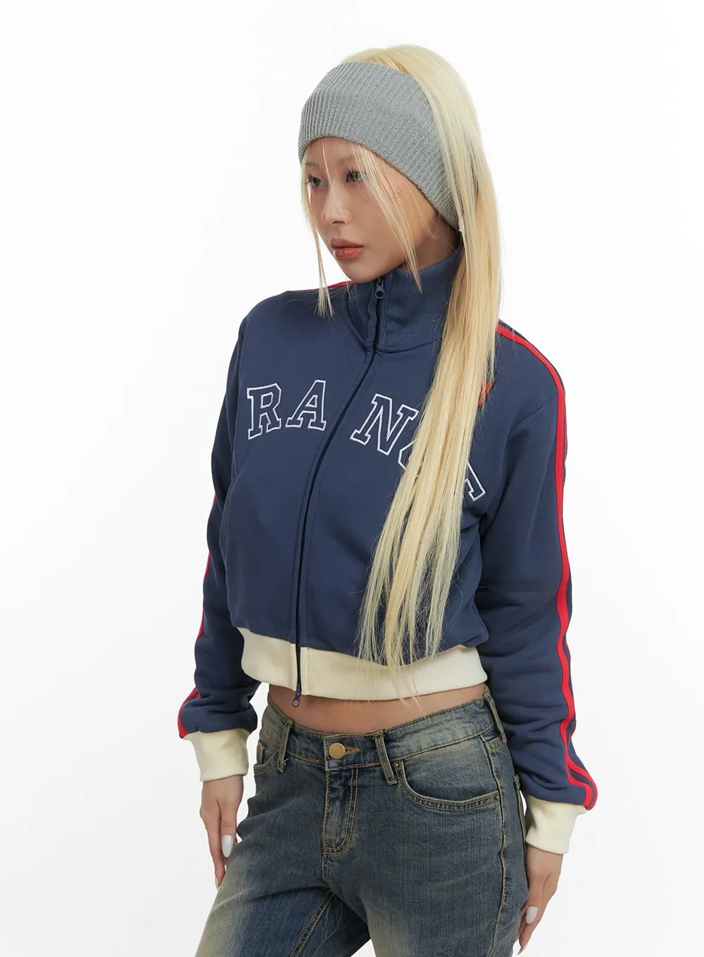 Classic Zip-Up Letter Print Sweatshirt CS426 sold by Lewkin product image thumbnail 5