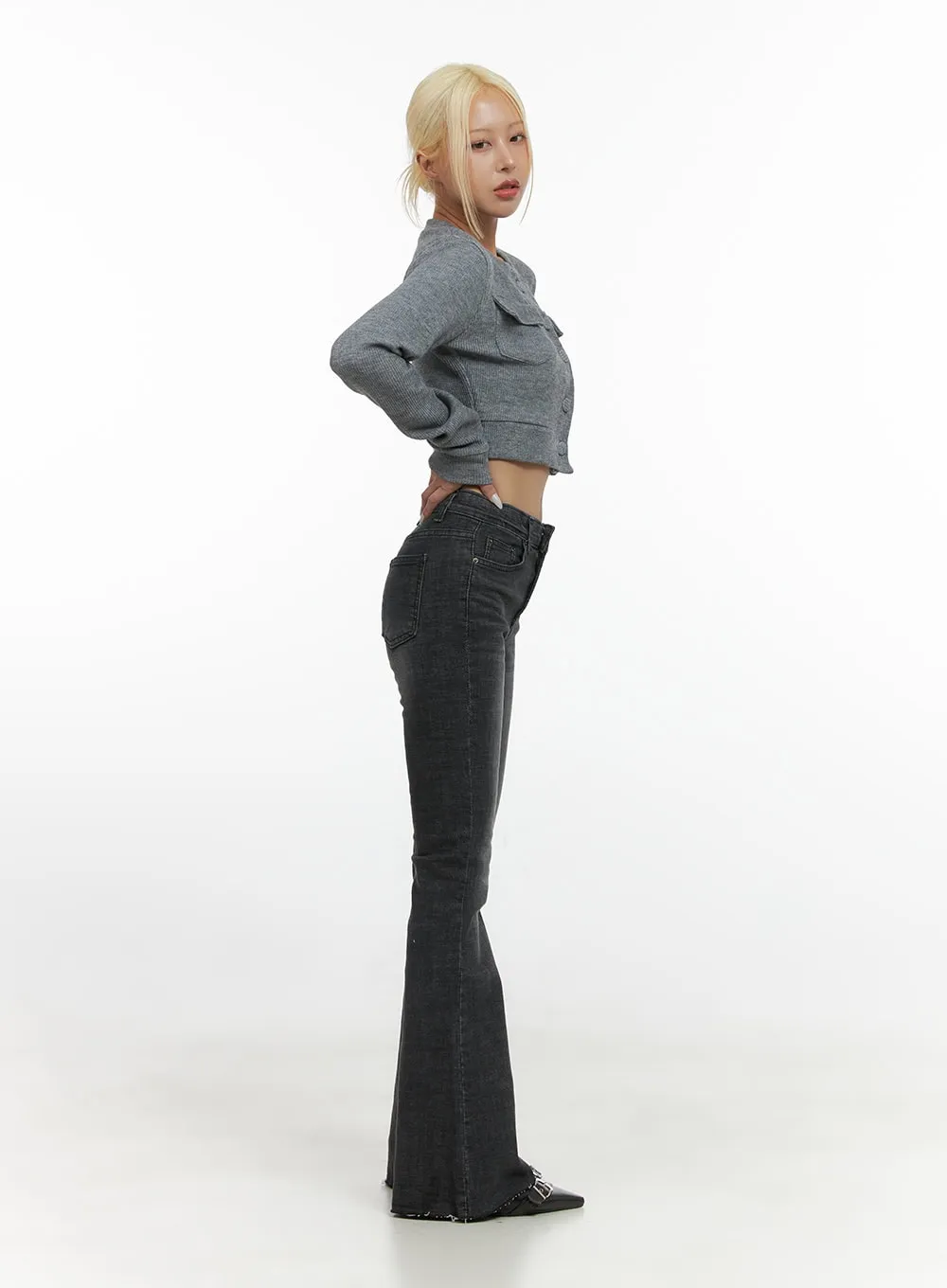 Mira Sleek Fit Washed Bootcut Denim Jeans CS426 sold by Lewkin product image thumbnail 5