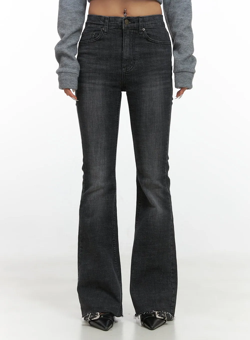 Mira Sleek Fit Washed Bootcut Denim Jeans CS426 sold by Lewkin