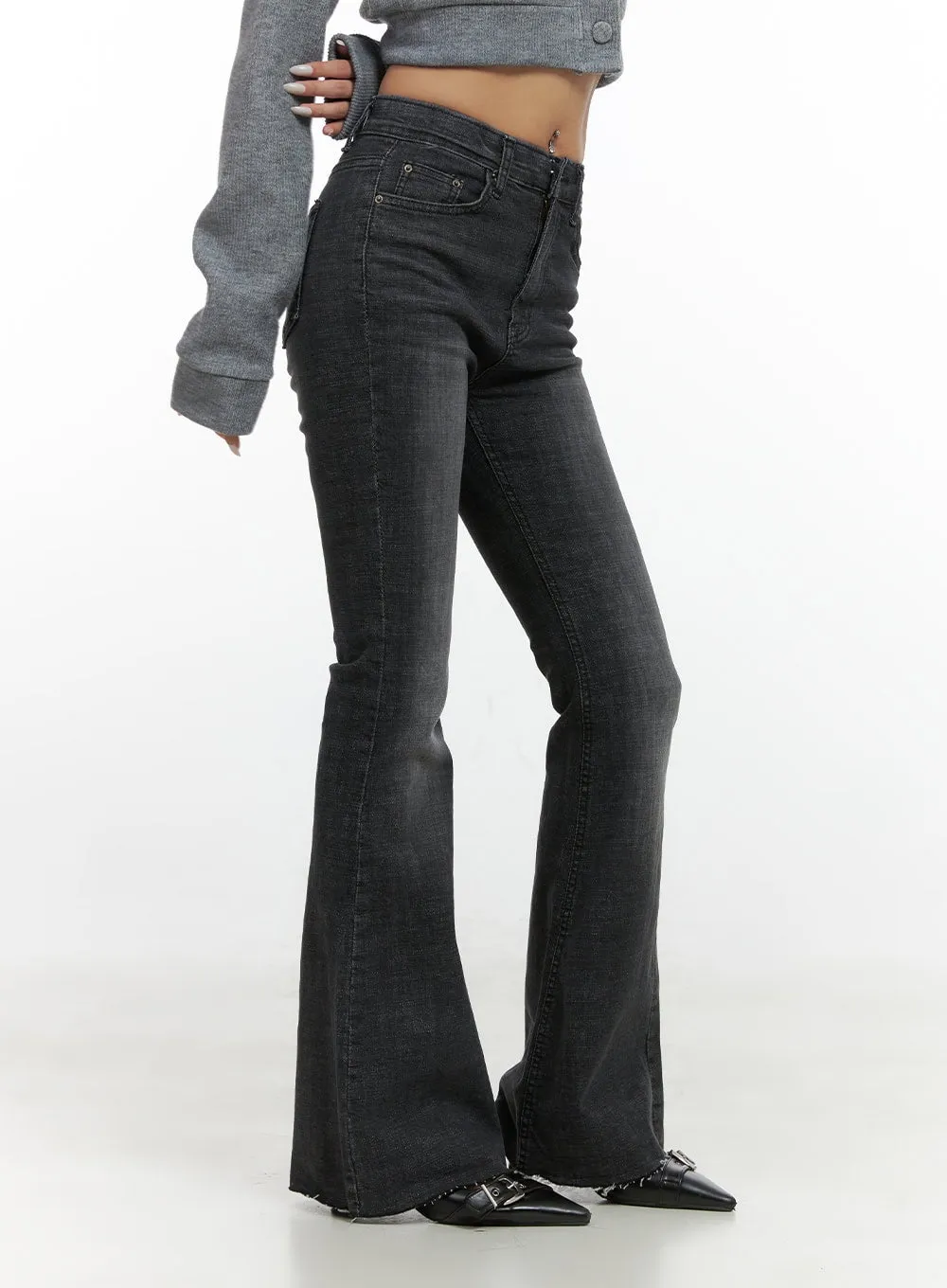 Mira Sleek Fit Washed Bootcut Denim Jeans CS426 sold by Lewkin product image thumbnail 3