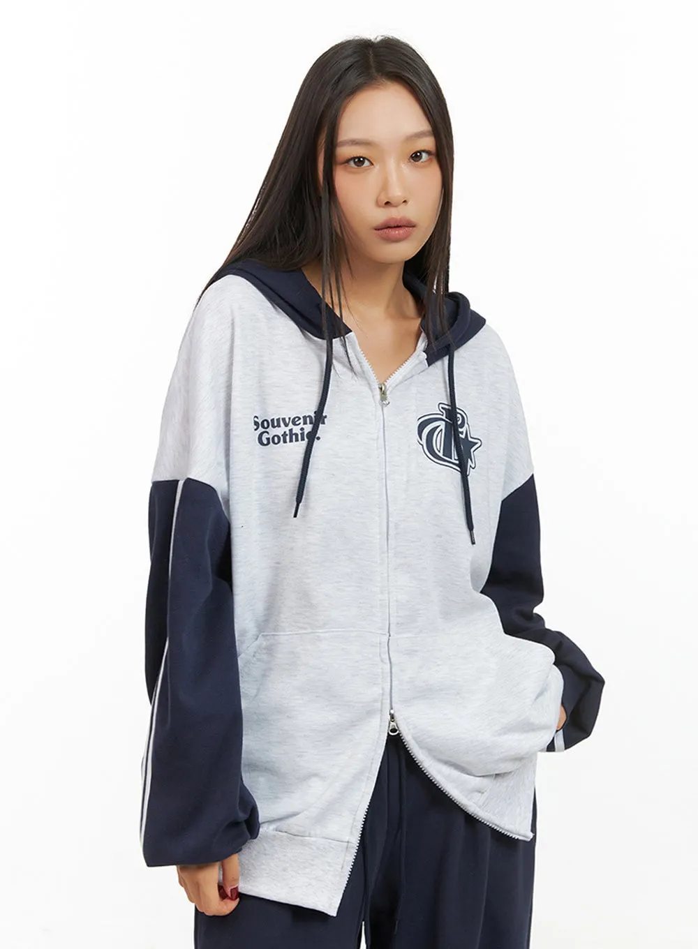 Oversized Cotton Lettering Hoodie IS427 sold by Lewkin product image thumbnail 5
