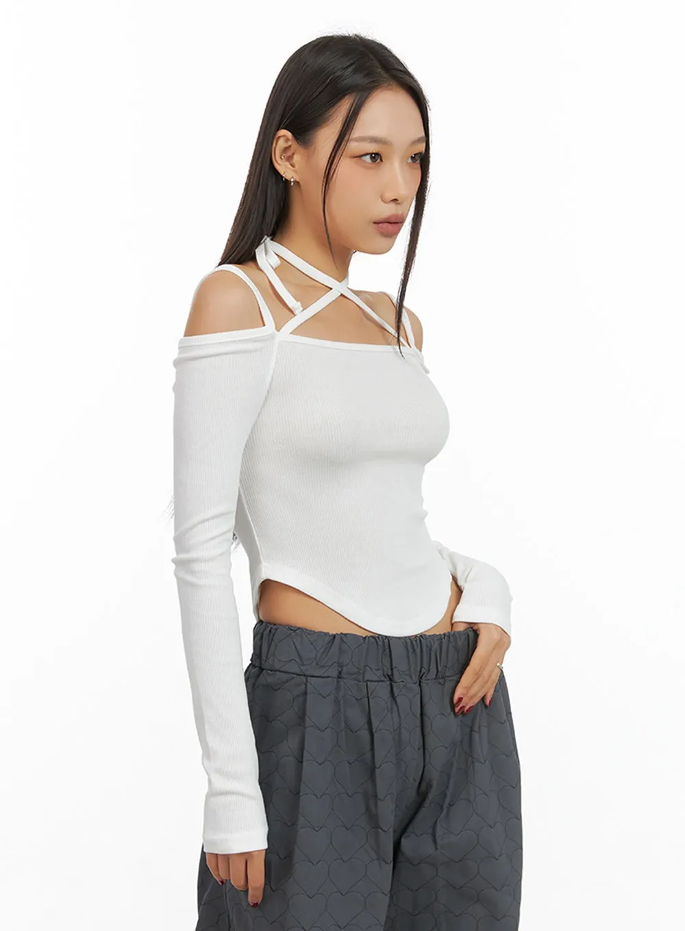 Halter Strap Slim Fit Top IS427 sold by Lewkin product image thumbnail 5
