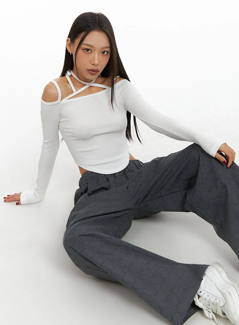 Halter Strap Slim Fit Top IS427 sold by Lewkin