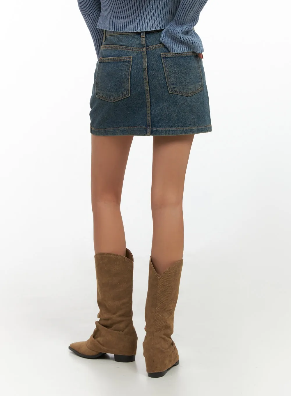 Washed Denim Stitch Mini Skirt IS427 sold by Lewkin product image thumbnail 5