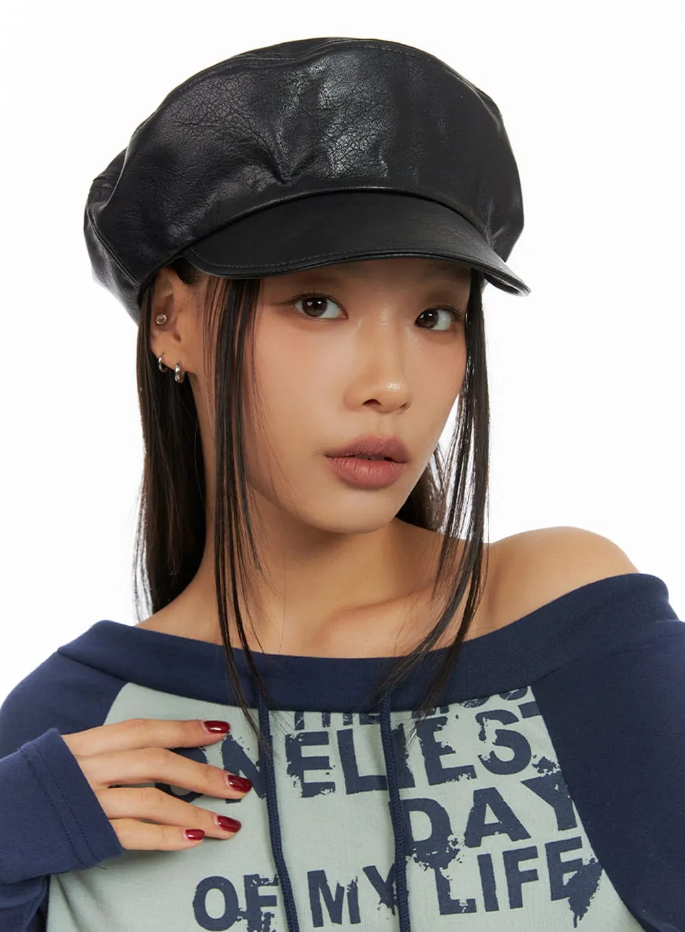 Leather Beret Hat IS427 sold by Lewkin product image thumbnail 3