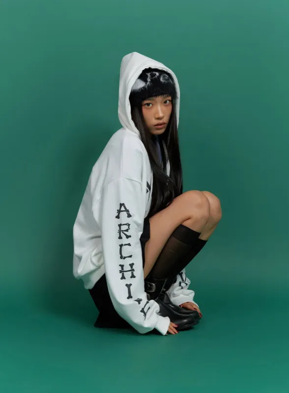 Sleeve Lettering Zip-Up Hoodie IS427 sold by Lewkin