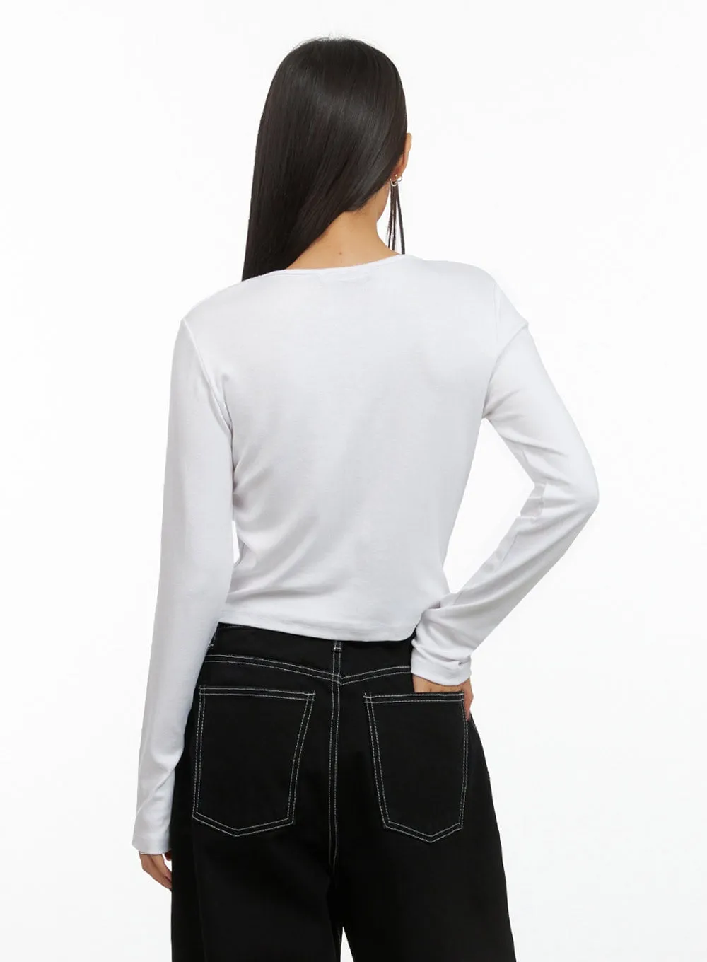 Classic Soft Long Sleeve Crop Top IS427 sold by Lewkin product image thumbnail 5