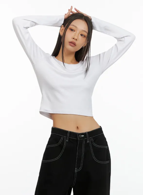 Classic Soft Long Sleeve Crop Top IS427 sold by Lewkin