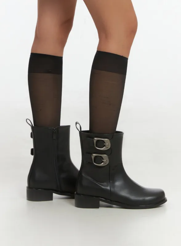 Buckle Faux Leather Ankle Boots IS427 sold by Lewkin