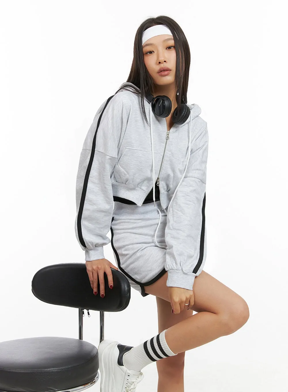 Cotton Zip- Up Track Hoodie IS427 sold by Lewkin