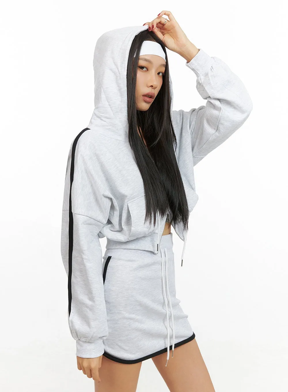 Cotton Zip- Up Track Hoodie IS427 sold by Lewkin product image thumbnail 2
