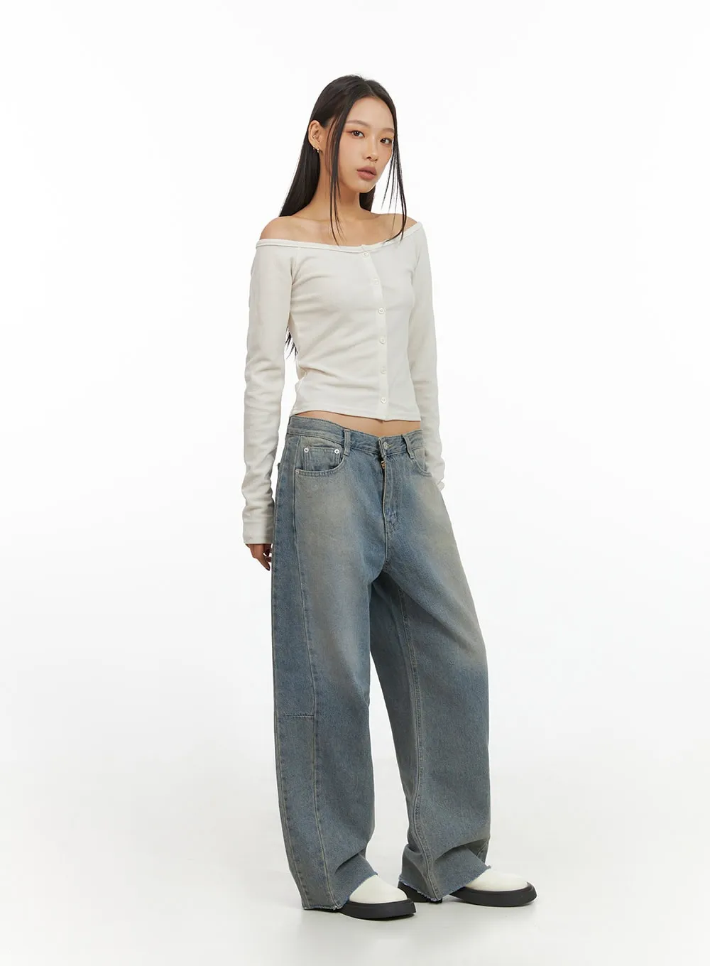 Jade Light Denim Wide Jeans IS427 sold by Lewkin product image thumbnail 3