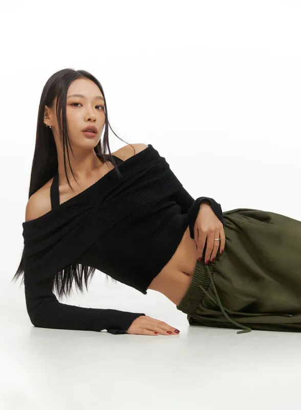 Halter Off-Shoulder Long Sleeve IS427 sold by Lewkin