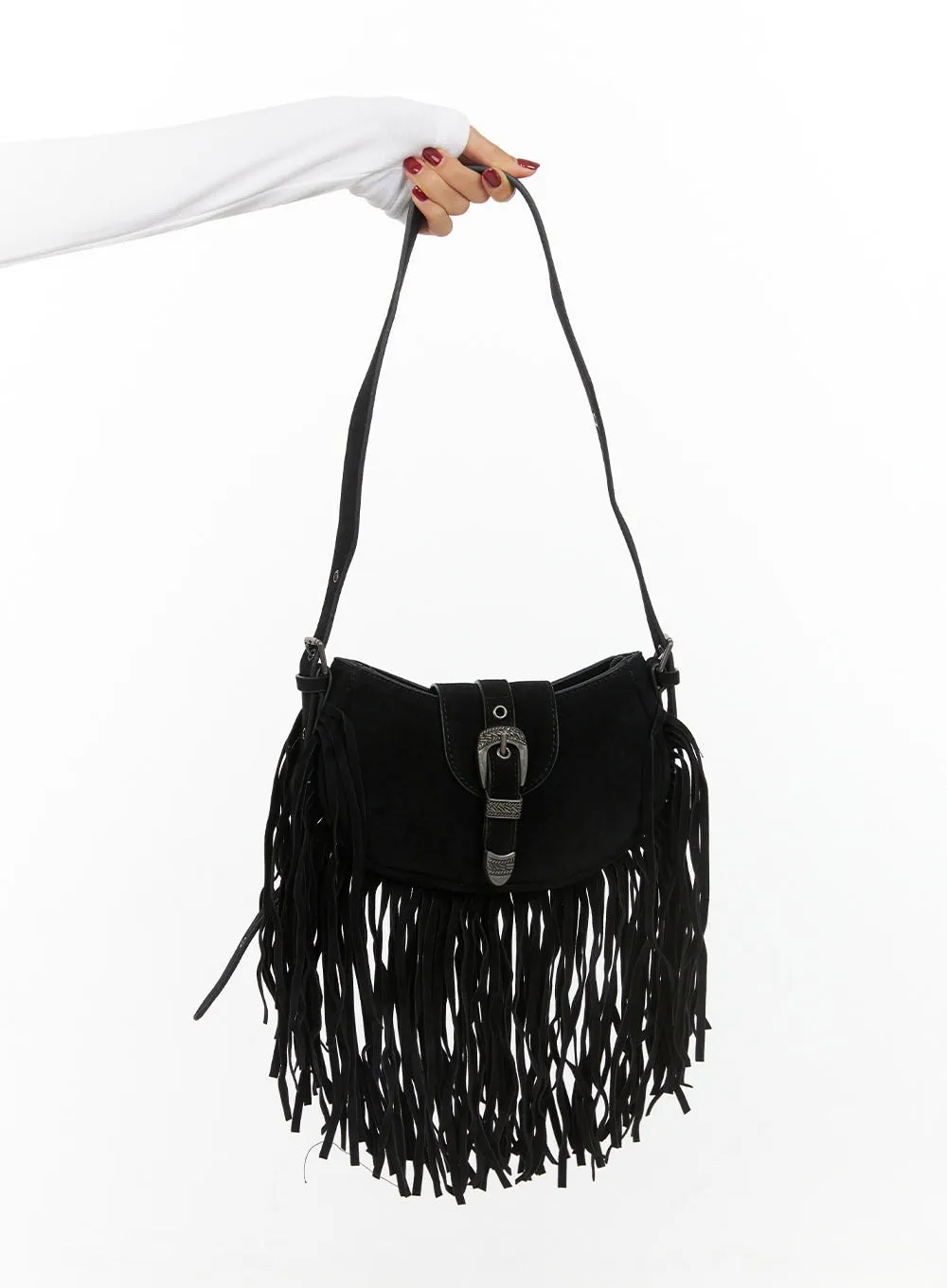 Suede Fringe Buckle Shoulder Bag IS427 sold by Lewkin product image thumbnail 4