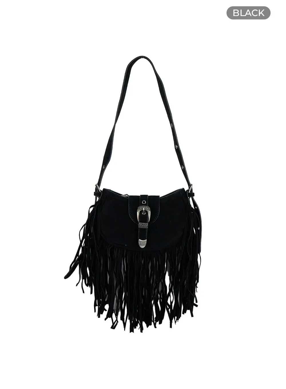 Suede Fringe Buckle Shoulder Bag IS427 sold by Lewkin product image thumbnail 5