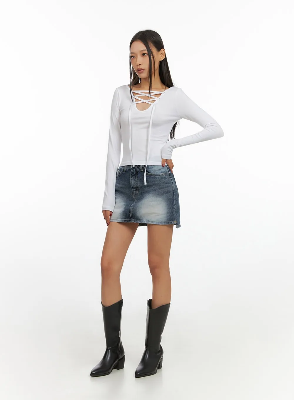 X Strap Slim Fit Crop Top IS427 sold by Lewkin product image thumbnail 2